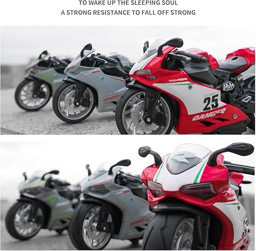 Miniatura 14 de Modelo de motocicleta de tracción hacia atrás, motocicleta de juguete a escala 1:12, juguete de motocicleta con luz y música regalo para niños