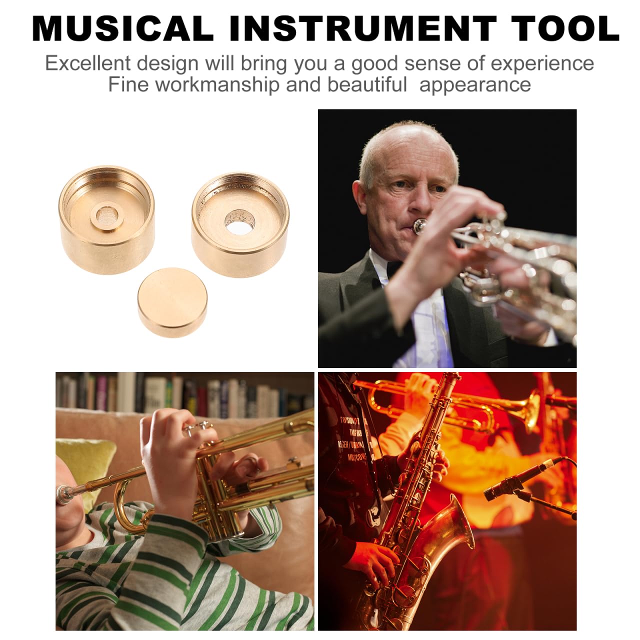 Cubiertas De Botones De Trompeta De Cobre Dorado Juego De Tapas Para Pistones Accesorios Para Instrumentos Musicales Con InstalacióN FáCil Y DiseñO Elegante