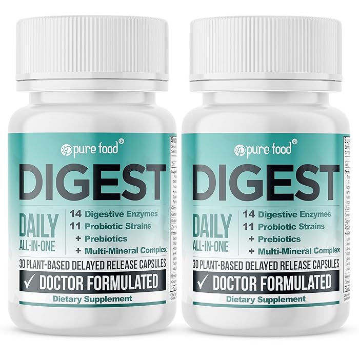 Buy Pure Food Digest Probiotics + Digestive Enzymes + Prebiotics Gut