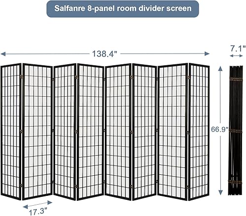 Miniatura 2 de Salfanre Divisor para separación de habitaciones separadores de habitación de 8 paneles separadores de habitación japoneses pantalla Shoji pantalla