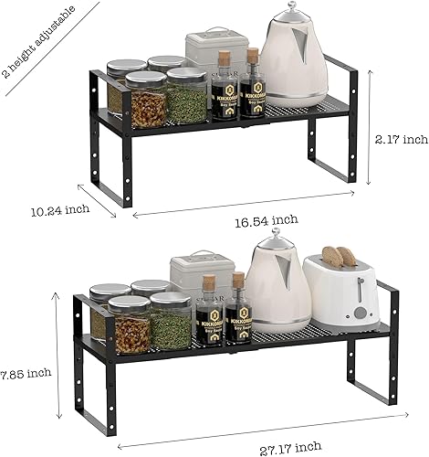 Miniatura 6 de Estante organizador de gabinete, organizador de cocina apilable ajustable y expandible, elevadores de estante de metal para armarios, cocinas y