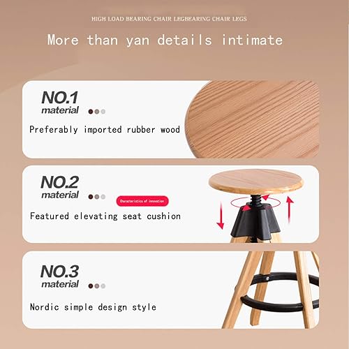 Miniatura 5 de ) Juego de 2 taburetes de bar giratorios de alta resistencia, altura ajustable, sillas de bar con respaldo y reposapiés, base de metal, taburetes de