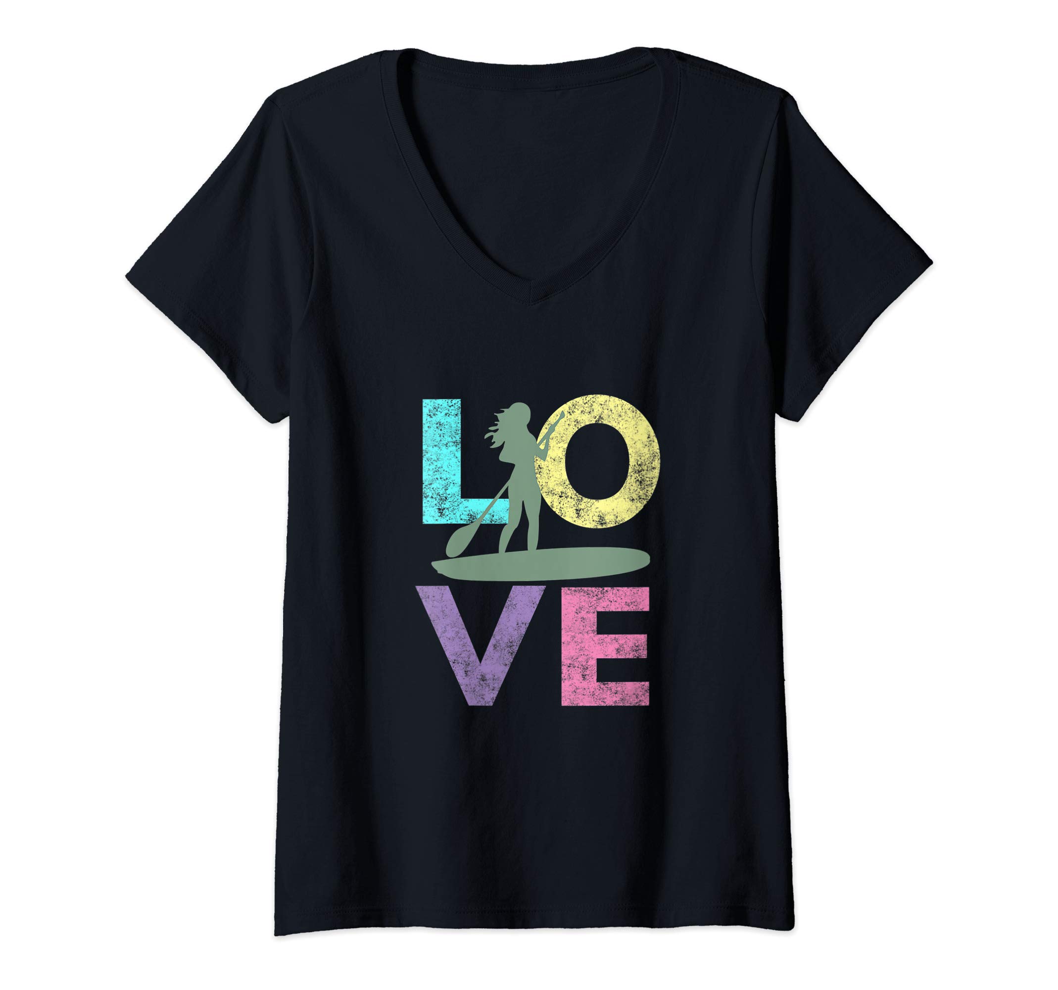 Womens Womens Love Stand Up Paddle Boarding SUP Gift V-Neck T-Shirt