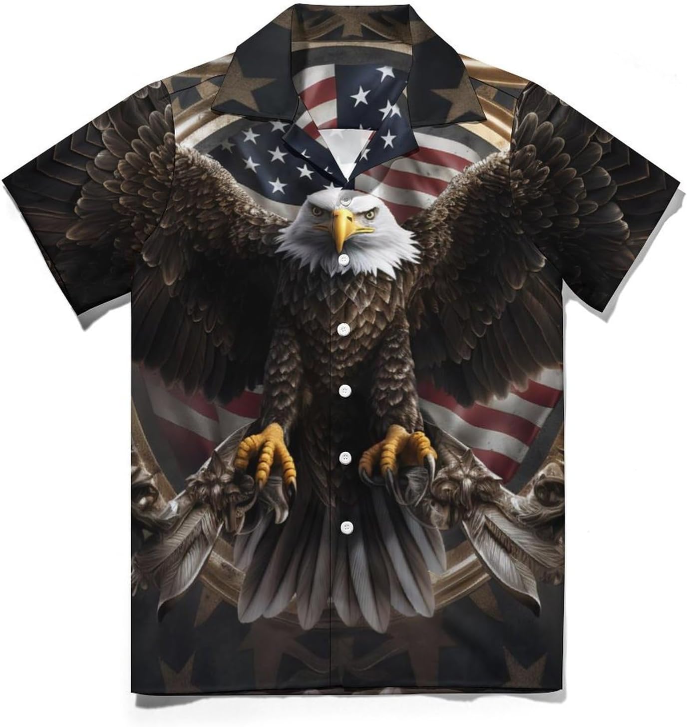Hawaiian USA Bald Eagle Shirts American Flag Button Shirt Short Sleeve Casual Holiday Beach Shirts - Image 4