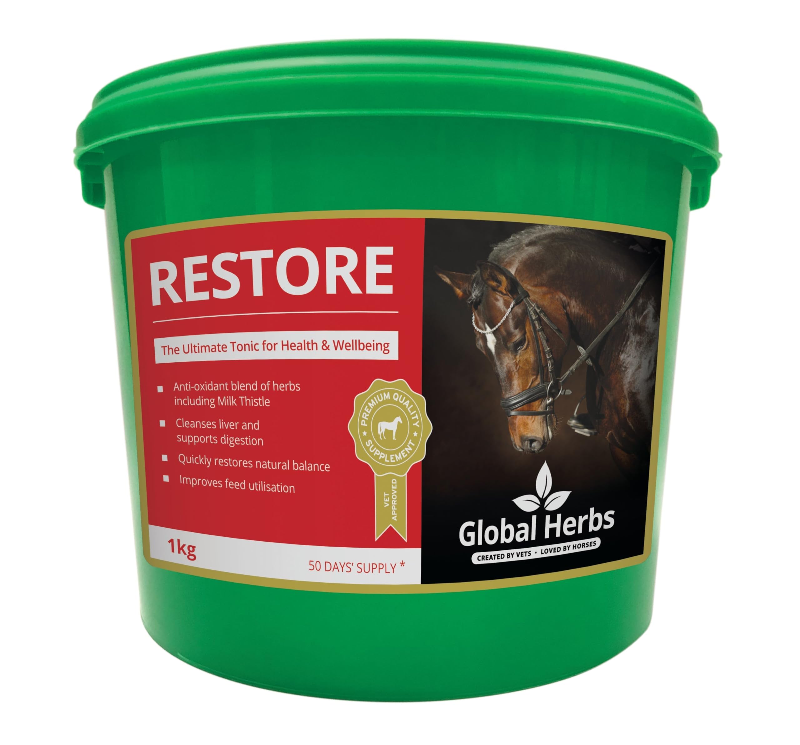 Global Herbs Restore Equine Liver & Detox Reset Support Powder 1kg