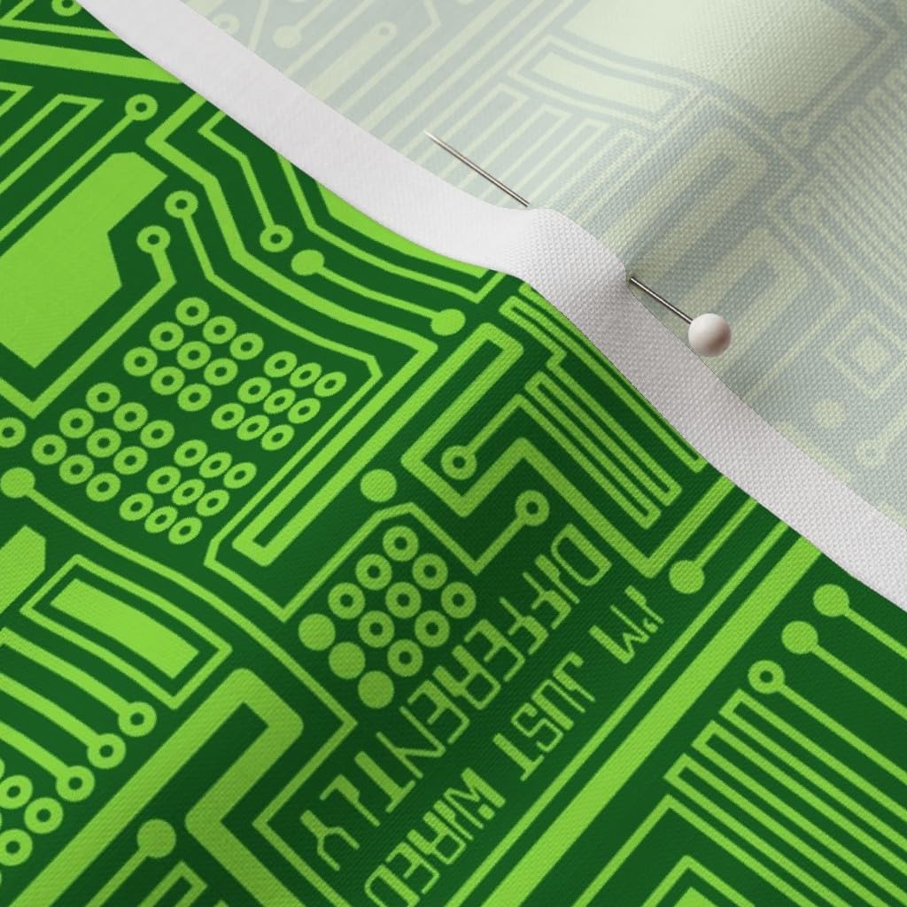 Spoonflower Fabric - Green Stem Technology Computer Circuit Board Geek Electric Nerdy Printed on Petal Signature Cotton Fabric by The Yard - Sewing Quilting Apparel Crafts Decor