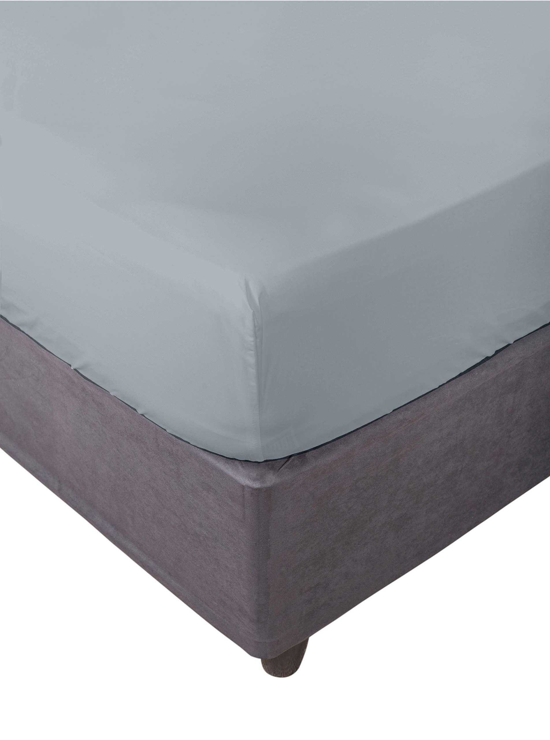Miracle Home. Fitted Sheet, Elastic, Soft, Comfortable, Anti-Pilling. Cotton 50% 50% Polyester. Gray. 90 x 200 cm