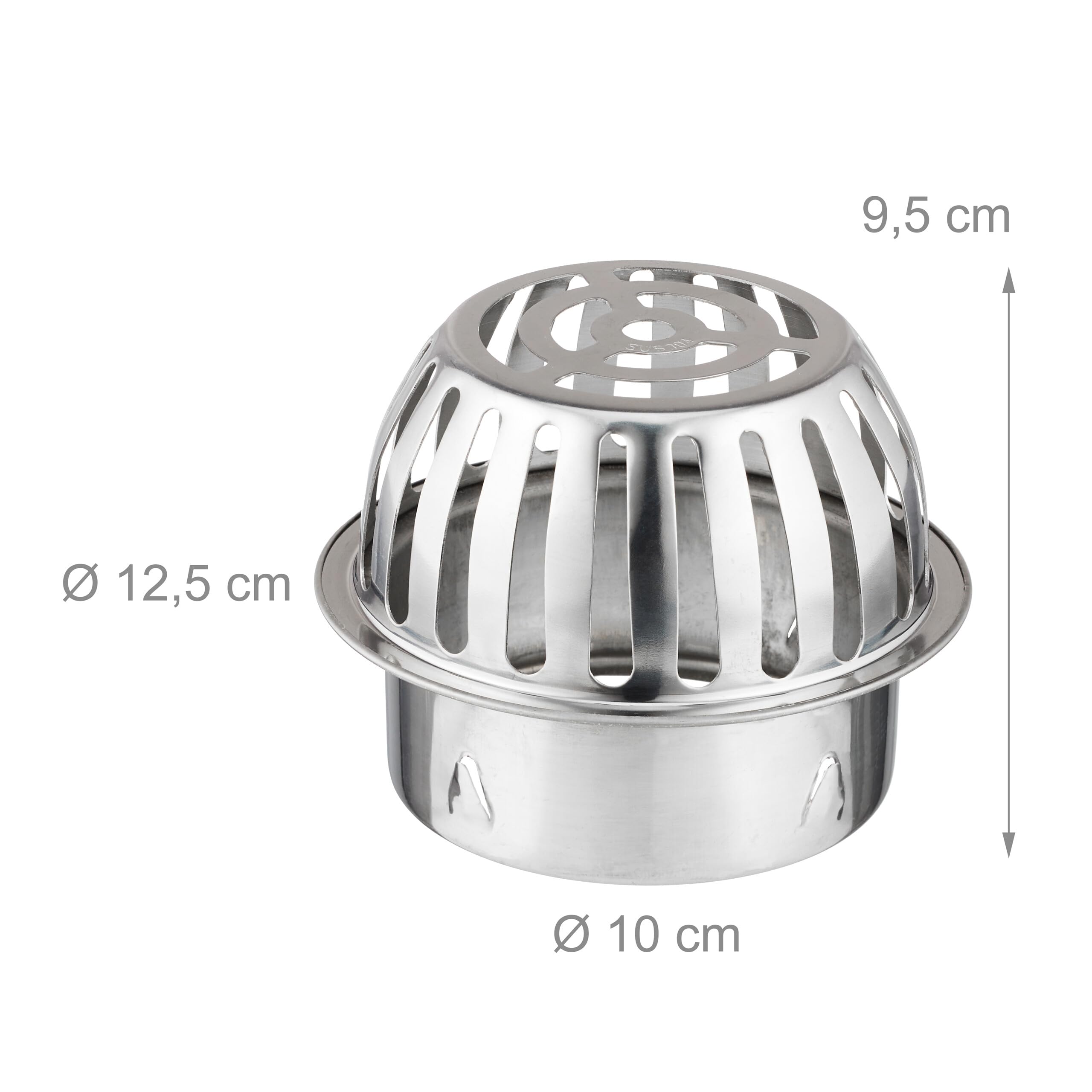 Relaxdays Filtri Per Grondaie, Set Da 2, Acciaio Inox Protezione Tubi Pluviali Da 120 Mm Contro L Intasamento Argento 90744454
