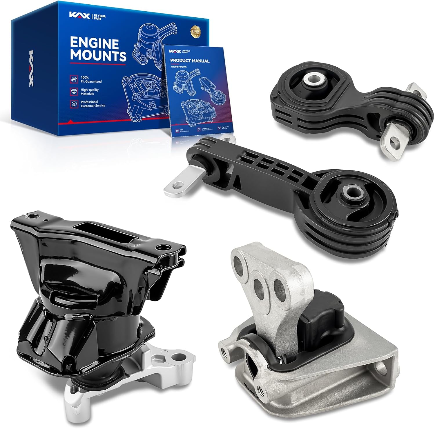 KAX 4PCS Engine Motor and Transmission Mount Kit Compatible with 2006-2011 Honda Civic 1.8L, OE Replace A4530 A4534 A4543 A4546