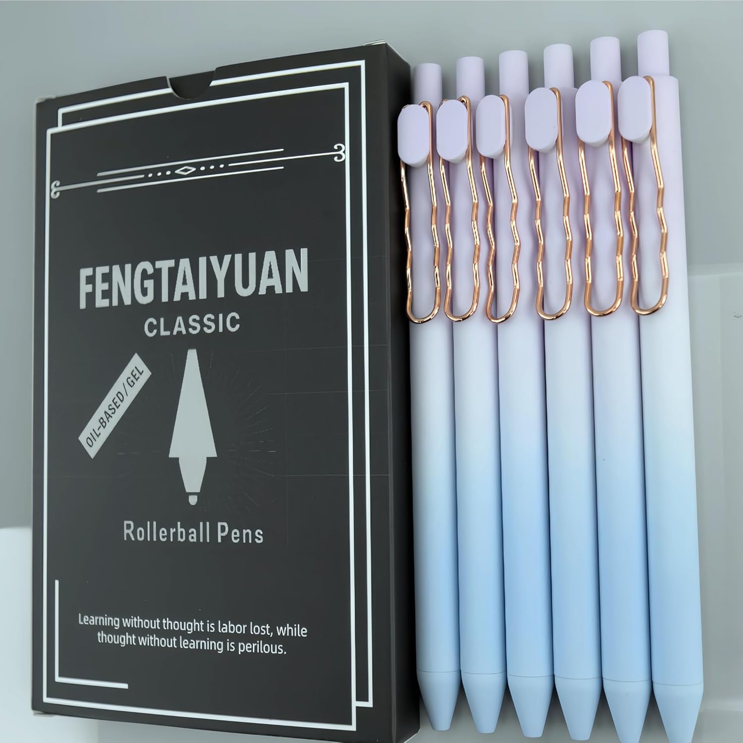 Fengtaiyuan Zi05, Stylish Gradient Color Pen, Black Ink, 0.5mm Extra Fine, Gel Ink Rollerball Pens, Writting Smooth, Rubber Spray (Zi05)