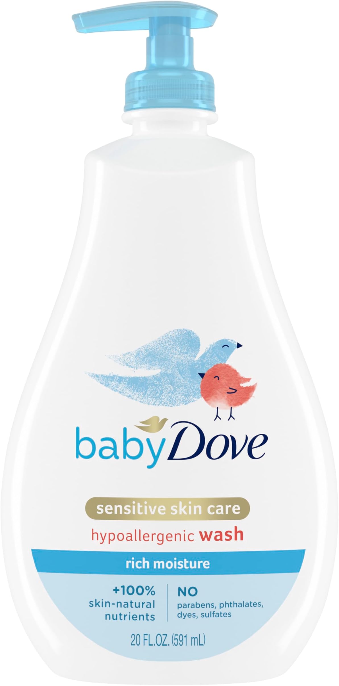 Sensitive Skin Care Baby Wash For Baby Bath Time Rich Moisture Tear-Free and Hypoallergenic, 20 oz (Packaging May Vary)