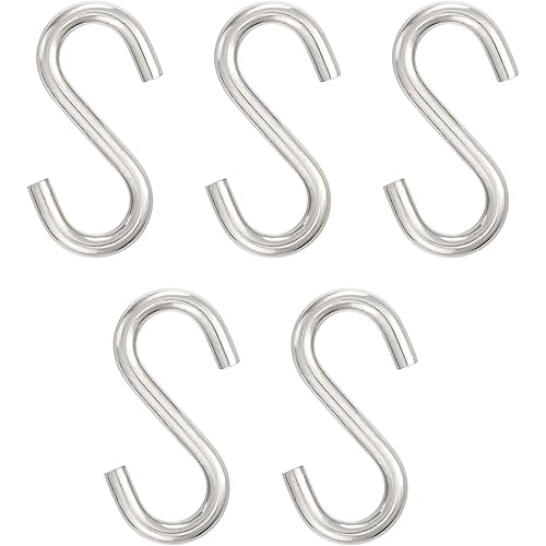 304 Stainless Steel S Hooks, 3.2 Inch, Heavy DutyS Hooks, for Hanging Hammock Stand, Swing Plants, Garden Fence, House Railing，Work Shop(5PCS)