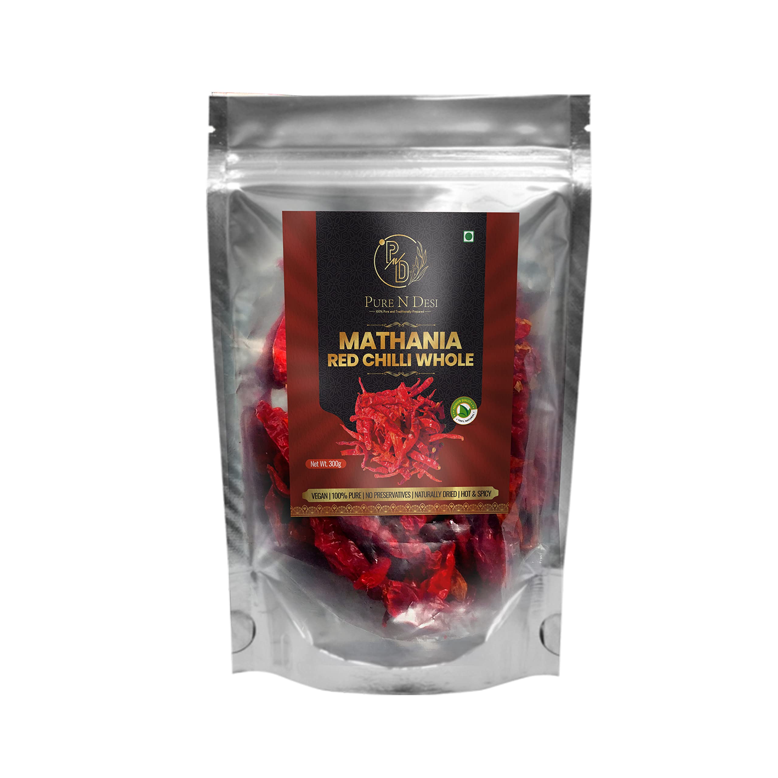 PURE N DESI Original Rajasthani Dried Mathania Whole Chilies Without Stems- Hand Picked/Sun Dried/Organically Produced/Authentic Marwari Taste - 300 Grams, Vegetable Masala (B09XR5QWW5) Amazon Price History, Amazon Price Tracker