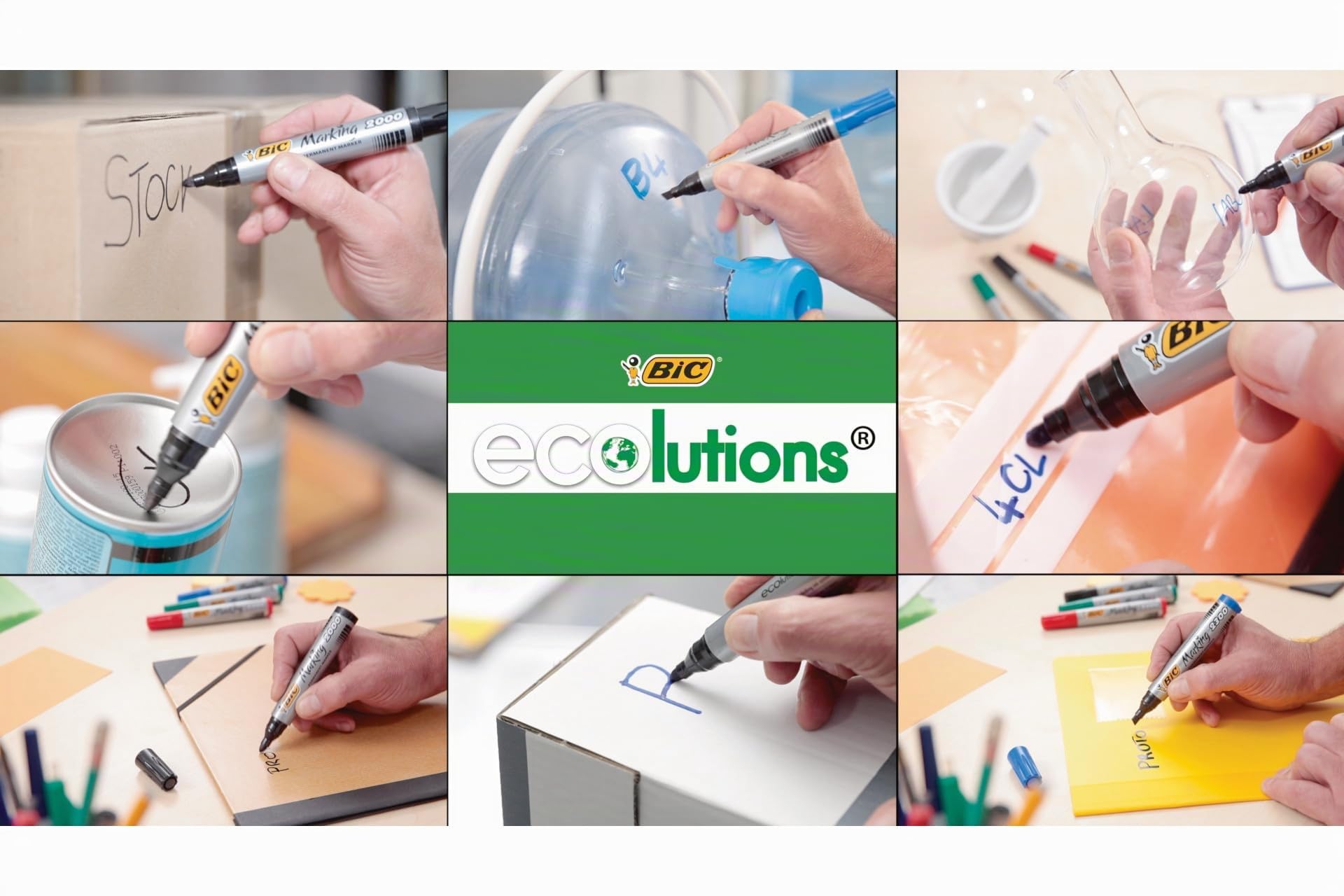 BIC Marking 2000 ECOlutions - Marqueurs Permanents Résistants avec Pointe Conique Moyenne - Noir, Boîte de 36
