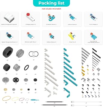 ELECFREAKS microbit Nezha AI Kit with Nezha Pro Expansion Board 16+ Makecode Story Coding Projects, microbit Starter Sensors Kit with Voice and Gesture Recognition Electronic Modules(without microbit)