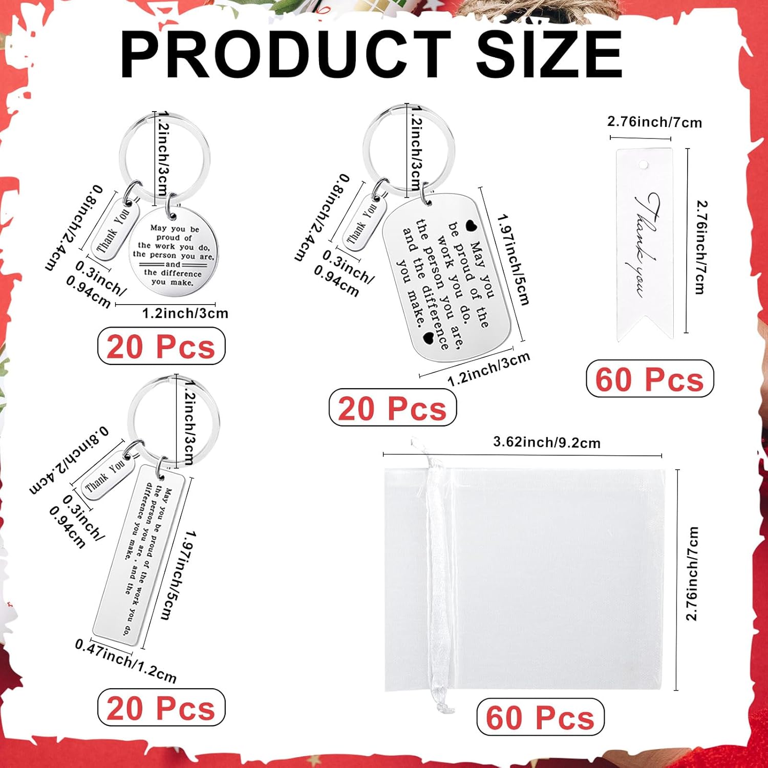 180 Pcs Valentine's Day Employee Appreciation Gift Appreciation Keychain Favor for Coworker 60 Pcs 3 Styles Inspirational Thank You Keychain for Employee Teacher Nurse Valentine's Day Favor - Image 2