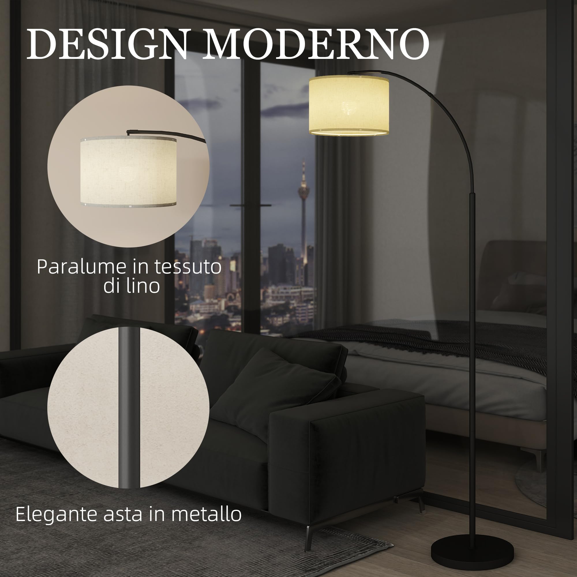 HOMCOM Lampada da Terra a LED Dimmerabile con Telecomando, Piantana Lampada con Luce Regolabile su 11 Colori di Temperatura e 11 Luminosità, Timer 60 Minuti, Paralume Girevole e Inclinabile, Nero