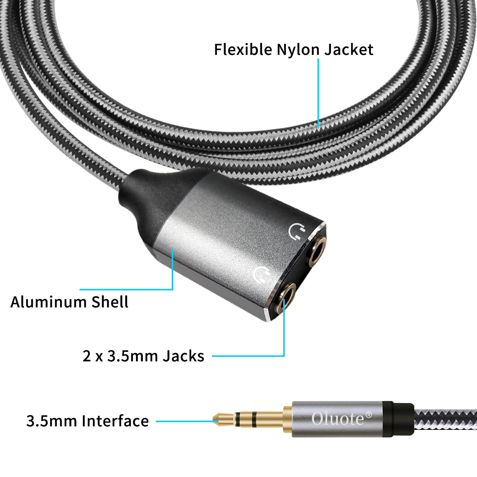 Splitter Audio Y Da 15cm &ndash; Jack 3,5mm Maschio A 2 Femmine Per Cuffie