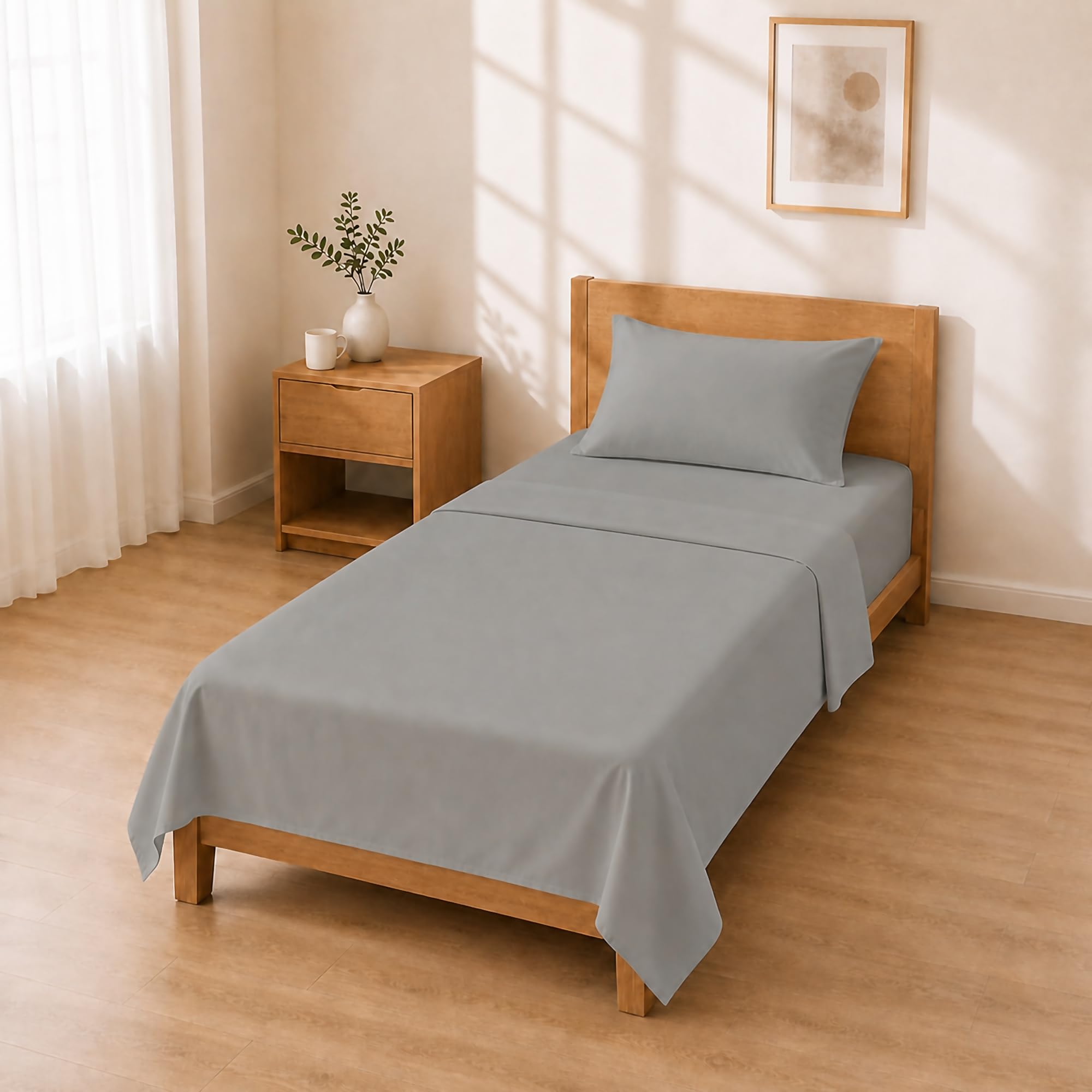 Microfibre Sheet Set 120 x 200 + 30 / 180 x 280 + 50 x 80 1 Pieces, Light Grey