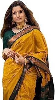 Women's Kanjivaram Soft Cotton Linen Silk Saree With Blouse Piece