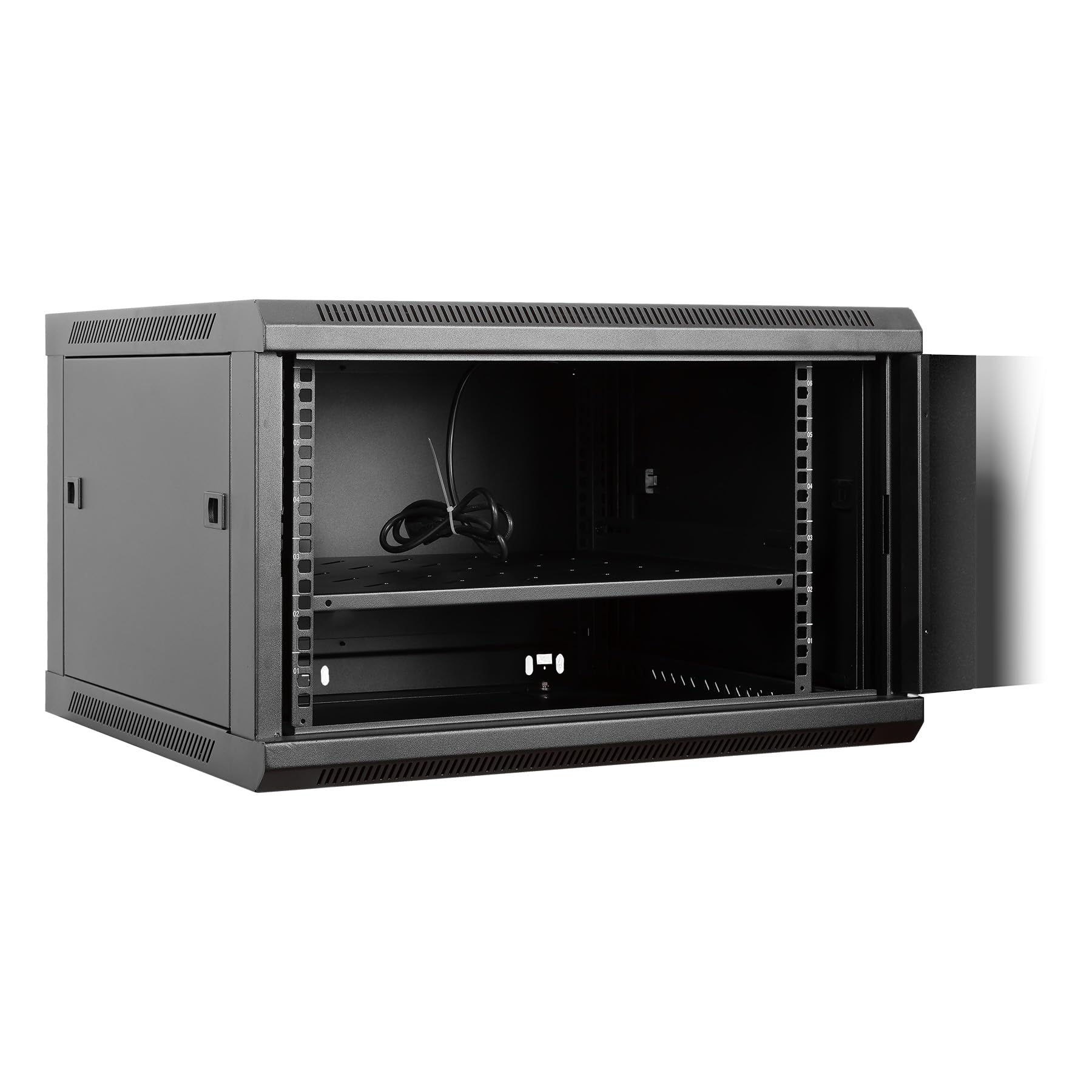 Aiten Data Armario Rack Mural 19" 6U Medidas 600 x 600 x 370 mm Montado, con Accesorios. Incluye Bandeja Fija, 1 Ventilador de 120 mm, Tornillos de Montaje y 2 Llaves