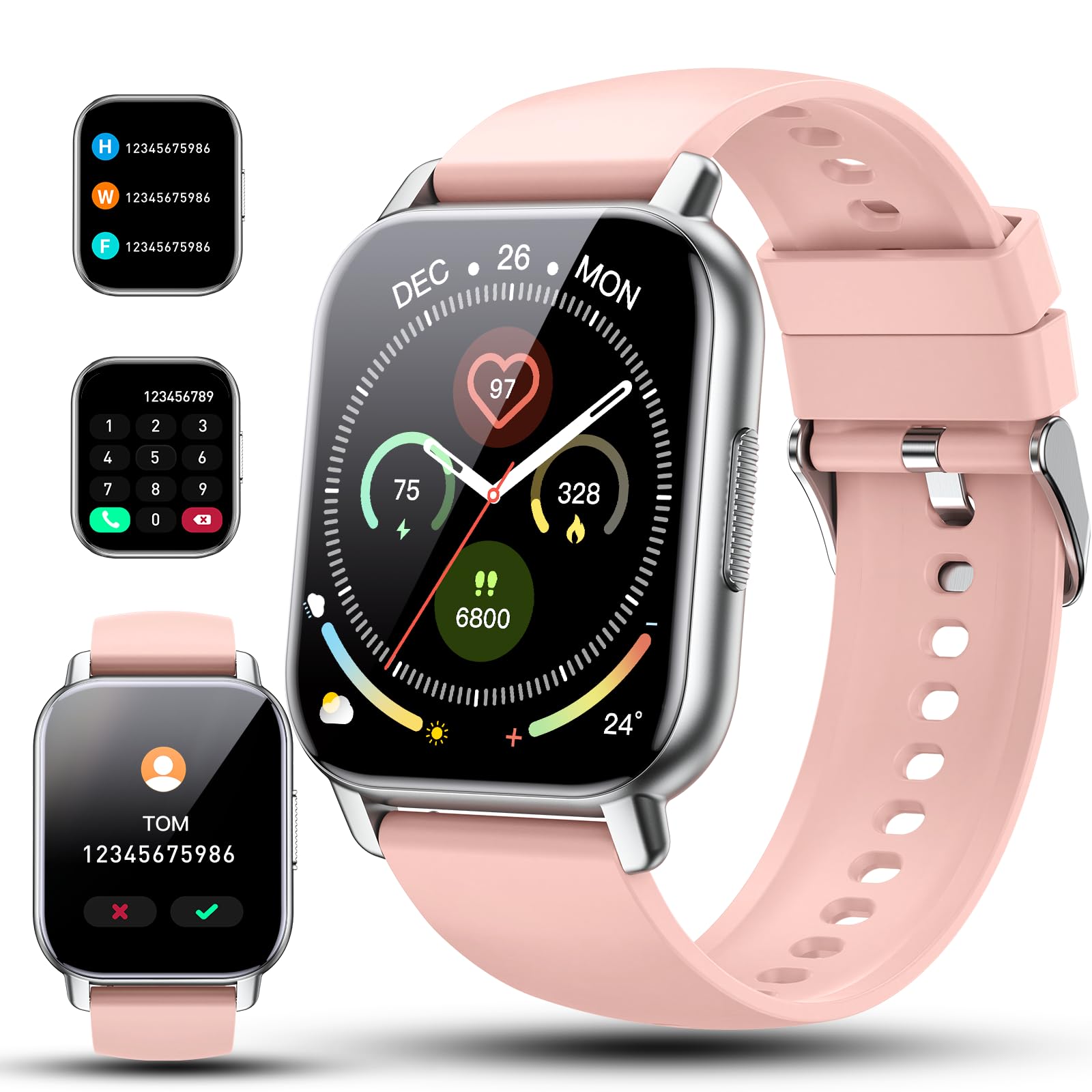 Smartwatch Uomo Donna con Effettua o Risposta Chiamate, 1.85" Orologio Smartwatch Contapassi/Cardiofrequenzimetro/Sonno, 100+ Modalità Sportivo Fitness Tracker, IP68 Smart Watch per Android iOS