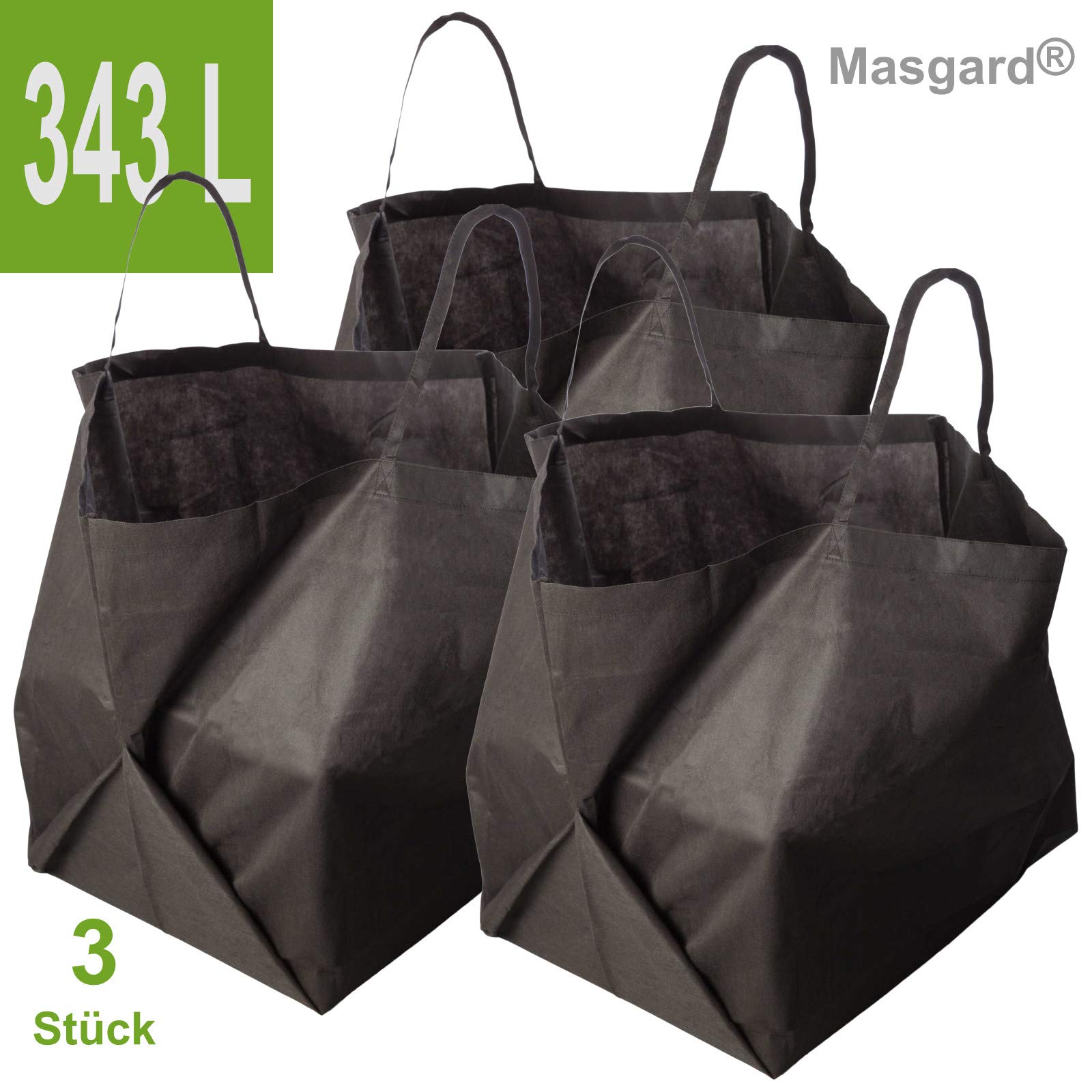 3X Atmungsaktiver Gartensack Kompostsack 343 L dient gleichzeitig als Komposter