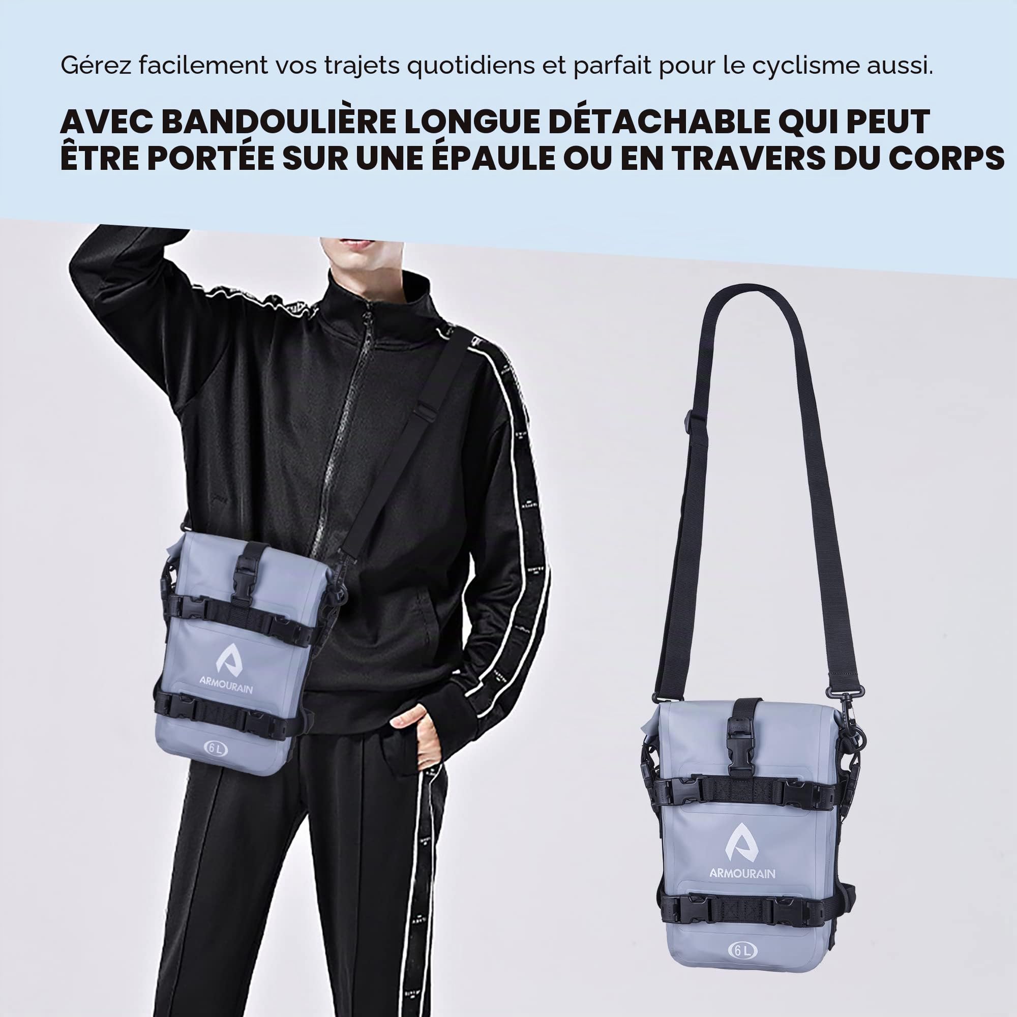 Sacoche de barre anti-collision pour moto 2 PIÈCES Sacoche de queue pour moto Sacoches pare-chocs pour moto Sacoche latérale en PVC impermétable pour cadre de montage en PVC pour la plupart
