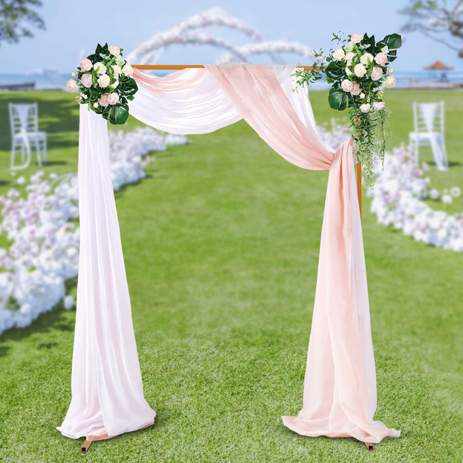 Arco de boda cuadrado, soporte metálico, arco de globos, bricolaje flores muslin guirnaldas, decoración de fiesta y ceremonia, exterior interior estable reutilizable, 2 x 1,5 m