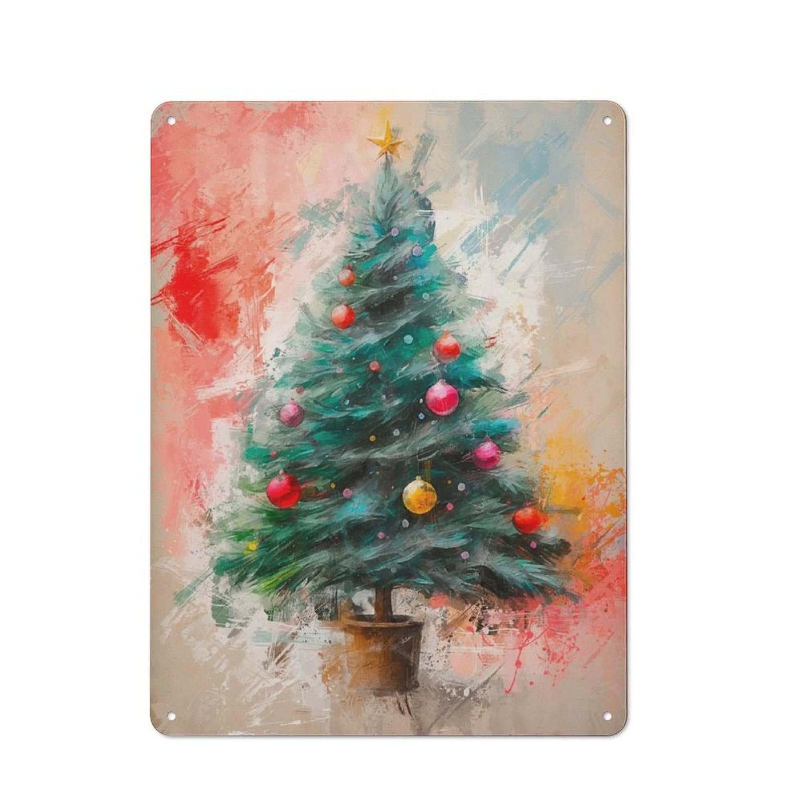 Junmoney Christmas Tree Workshop Style Tin Sign 40X30cm, Workshop Wall Decor For Tool Room, Garage, Studio Or Home Bar