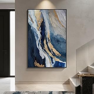 Extra Large Framed Blue Abstract Wall Art for Living Room, 40x60 In Over...
