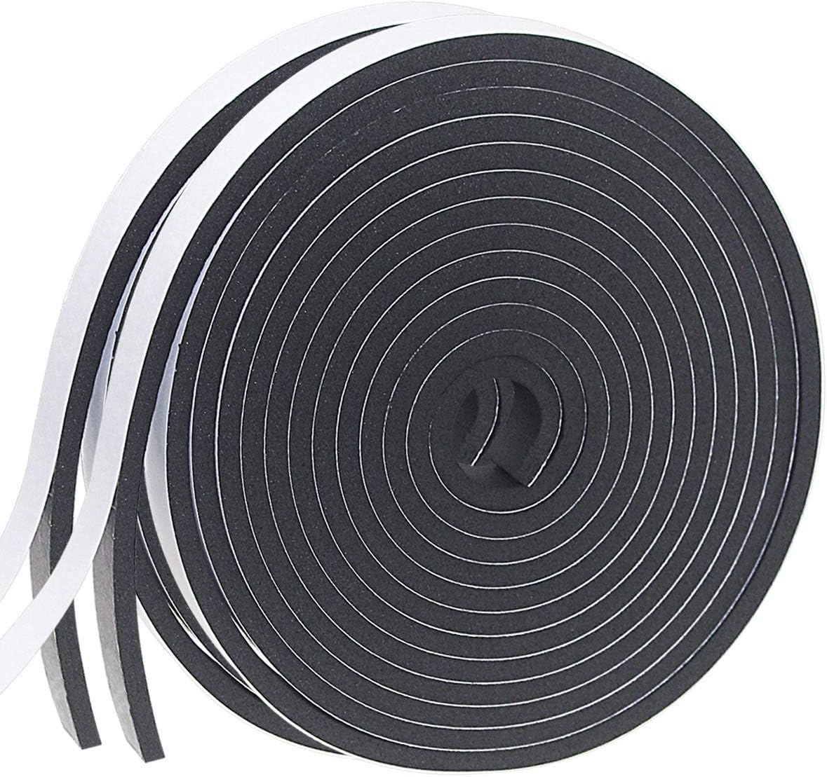 Weather Stripping Door Seal Strip for Doors and Windows, 1/2In x 1/4In x 33Ft Foam Insulation Tape Self Adhesive,Sound Proof,Weatherstrip,Pipe Cooling, Air Conditioning Seal Strip