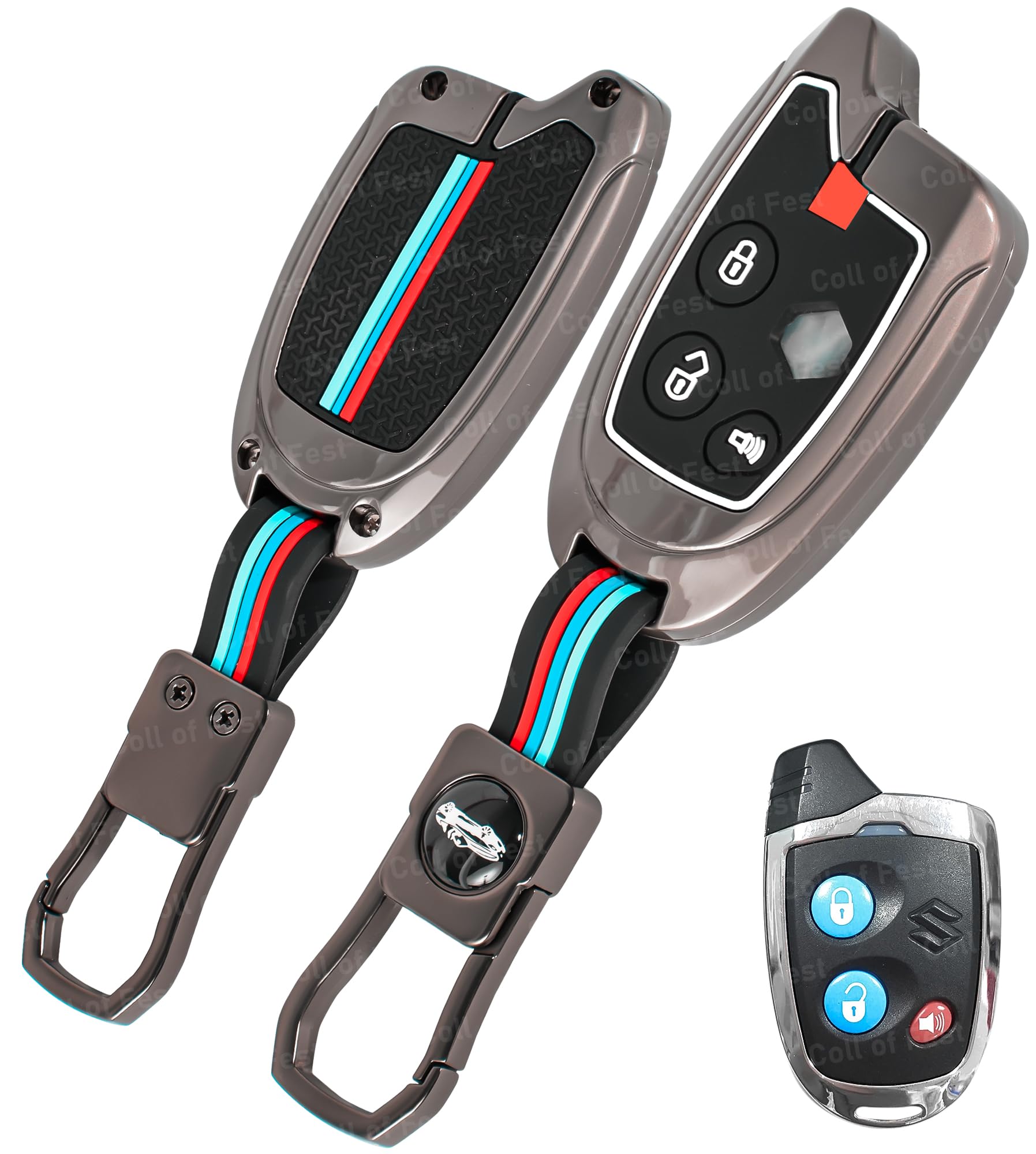 Coll of Fest Metal Silicon Key Cover Compatible for Maruti Suzuki Nippon 3 Button Smart Key Cover Metal & Silicone Protection Special Feature Visible in Low-Light Conditions-image-48