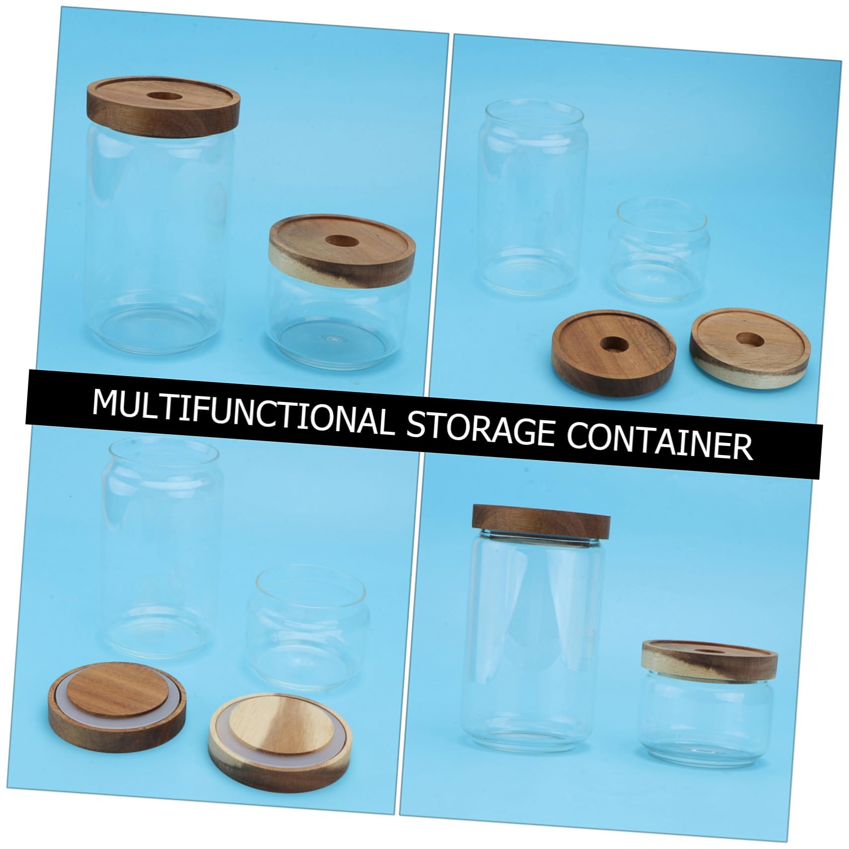 STOBAZA 2 Set Barattoli Ermetici in Vetro Borosilicato Resistenti Al Calore Contenitori Trasparenti Per Alimenti E Tè Vasetti Sigillati Per Conservazione Sicura Dolci E Snack 2 Pezzi*2