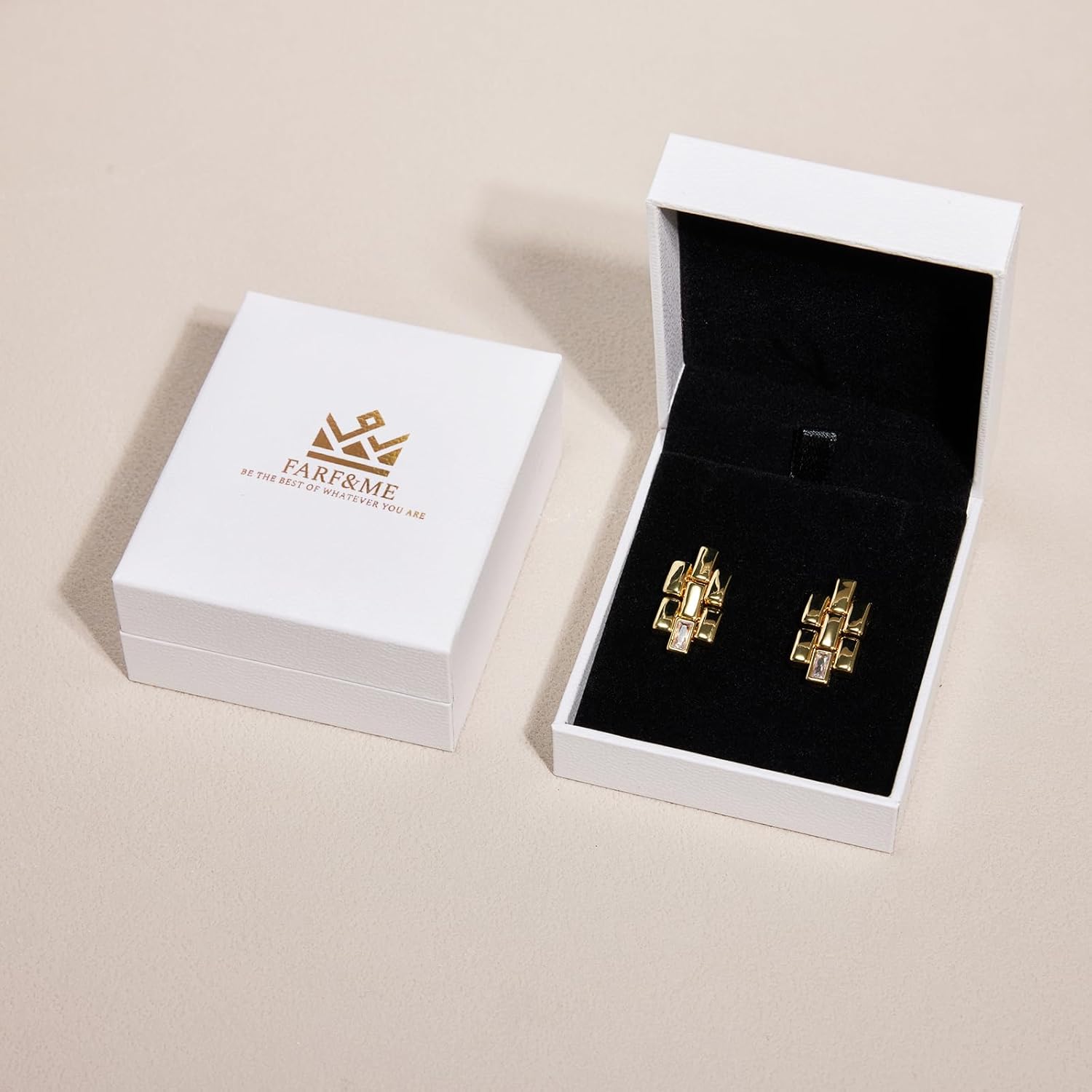 FarF&ME 18K Gold-Plated watchband earrings,inlaid with Zircon,Formal,high-grade dangle earrings suitable for women trendy.