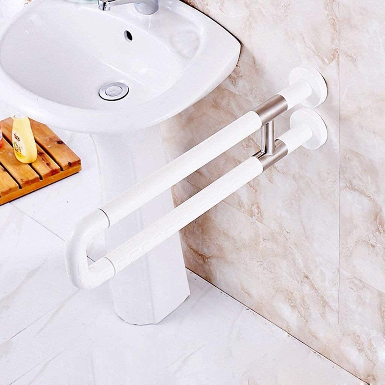 SBTXHJWCGLD Barras de Agarre Reposabrazos de Inodoro Ancianos discapacitados Seguridad en el baño Soporte de Nailon Antideslizante Barra de Agarre Accesorios de baño, Blanco