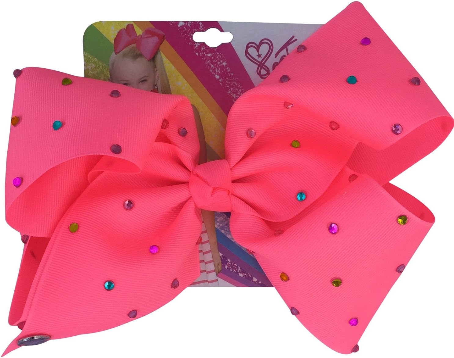 JoJo Siwa Large Signature Bow - Pink Rhinestone JoJo Bow - Pink Diamante Jo Jo Bow