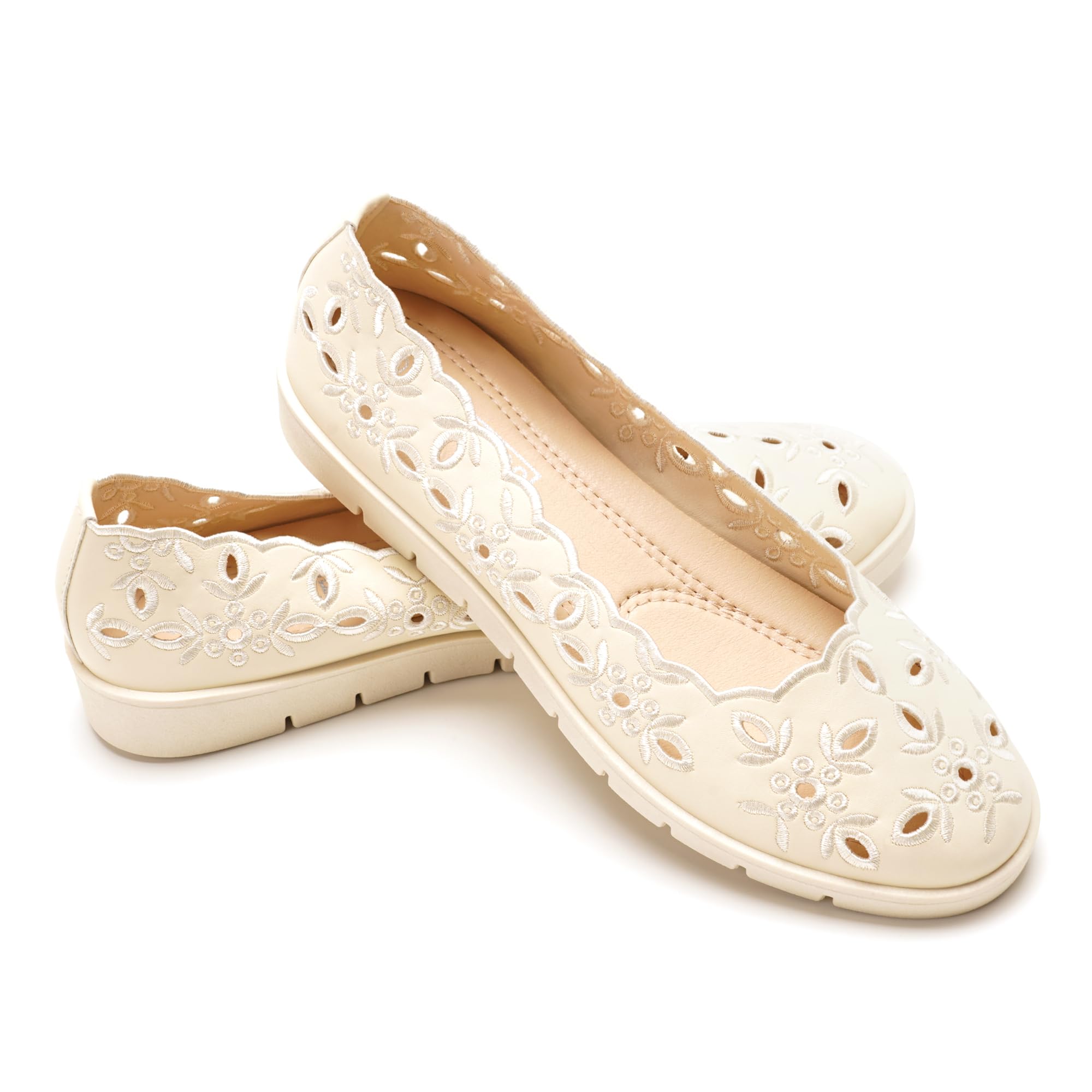 GLAMORA Bailarinas Caladas Mujer Manoletinas Zapatos Planos Mujer Puntera Redonda Zapatos Cómodos Transpirables Primavera Verano Ligero Flexible Suela Gruesa