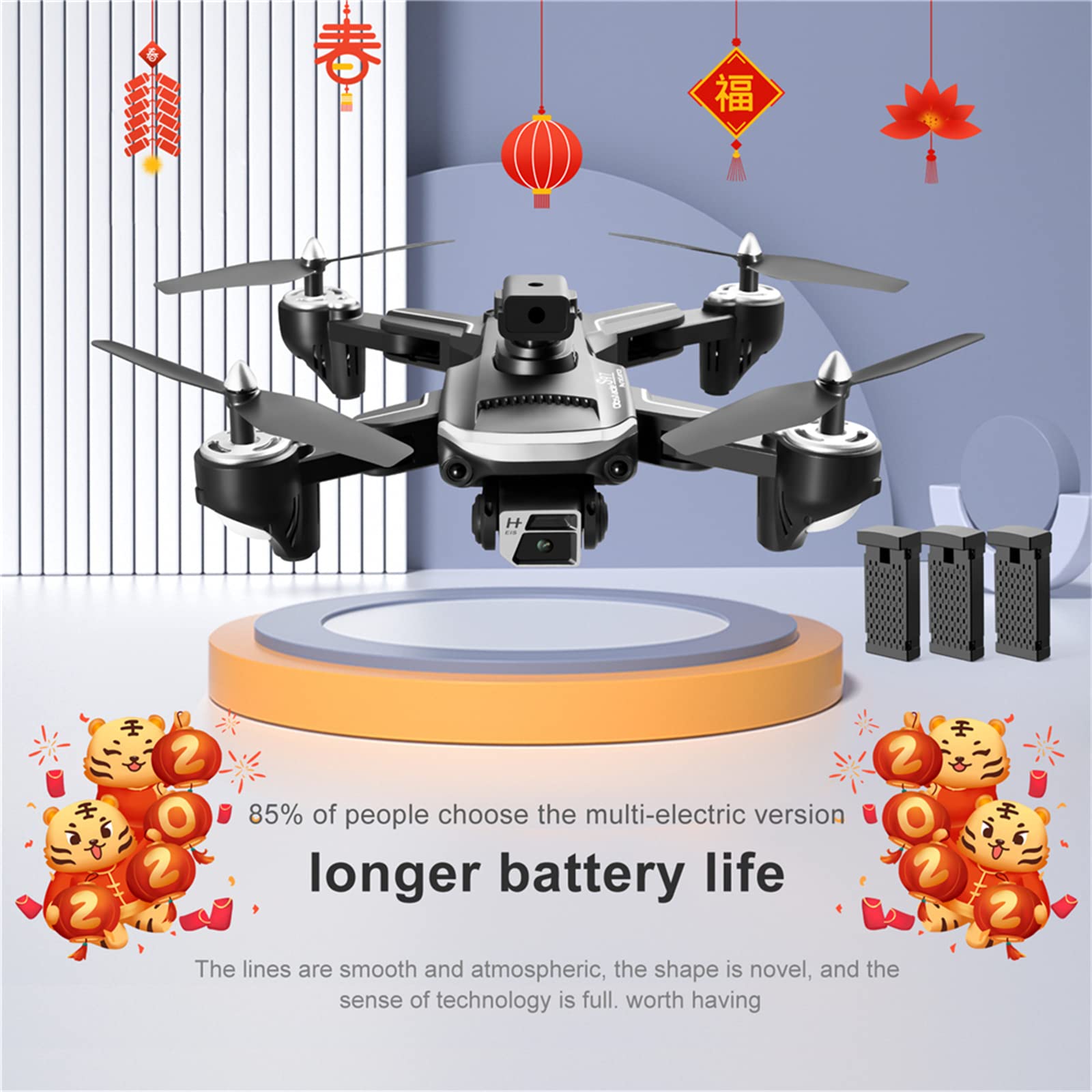 Drone GPS con Videocamera 4K HD, Drone FPV con Trasmissione, Quadricottero RC con 2 Batterie, Ritorno Automatico, Seguimi, Mantenimento Dell'altitudine, Facile per I Principianti,Nero