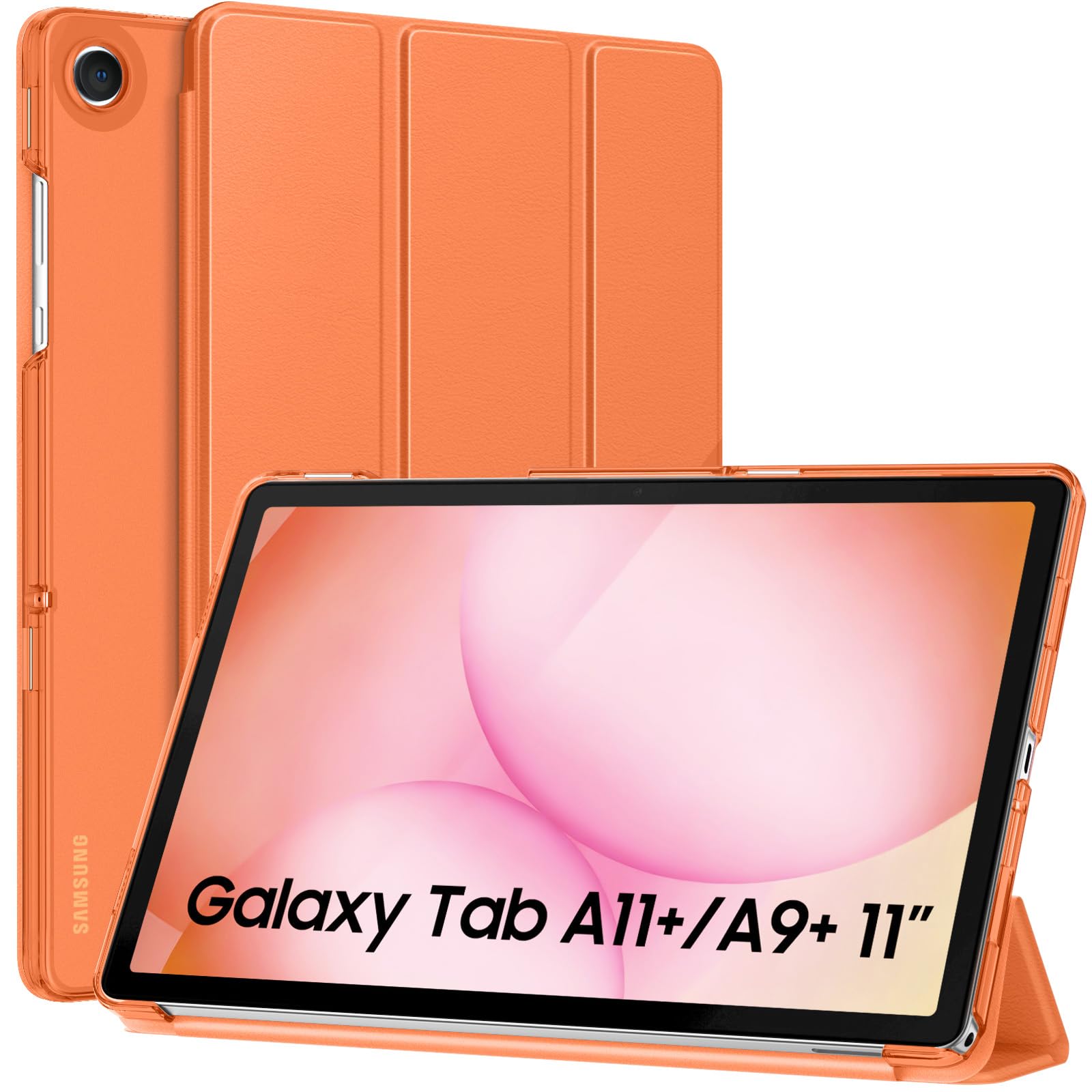 MoKo Slim Case for Samsung Galaxy Tab A11+ Plus/ A9+ Plus 11 Inch | Smart Stand Hard PC Translucent Back Shell Cover for Galaxy Tab A11+/A9+ Tablet, Auto Sleep/Wake, Cosmic Orange
