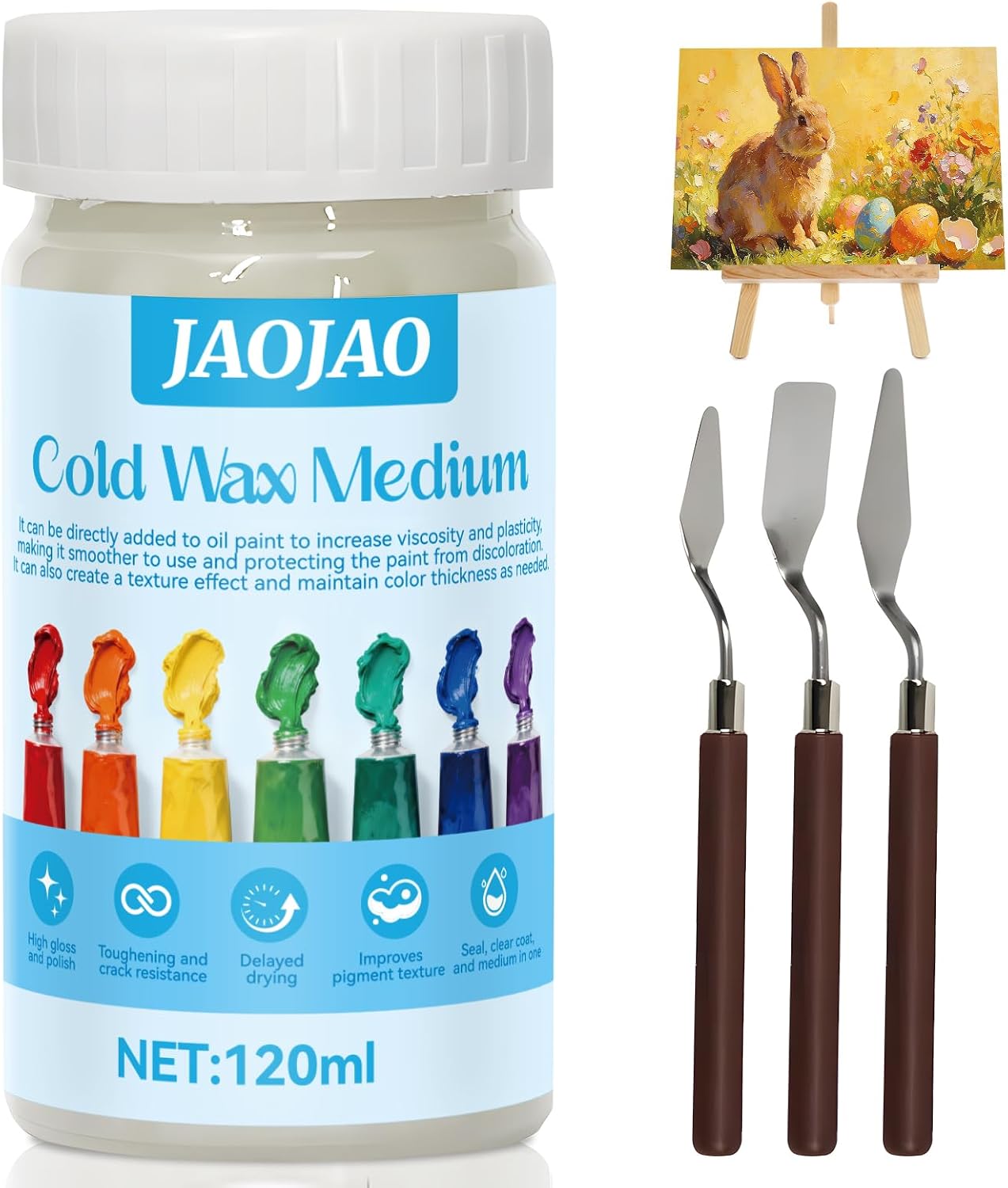 JAOJAO Cold Wax Medium, Watercolor Sealer Cold Wax Increases Consistency and Plasticity Avoid Pigment Discoloration Brightening for Oil Painting and Watercolor Sealing Easter Supplies, 120ml