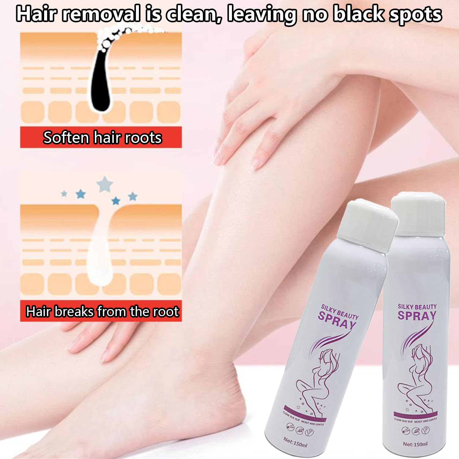 Spray D'épilation De Beauté Soyeuse, Mousse De Pulvérisation D'épilation, Mousse D'épilation, Crème Dépilatoire, Dépilador De Pulvérisation De Beauté Soyeuse De 150 Ml (3pcs)