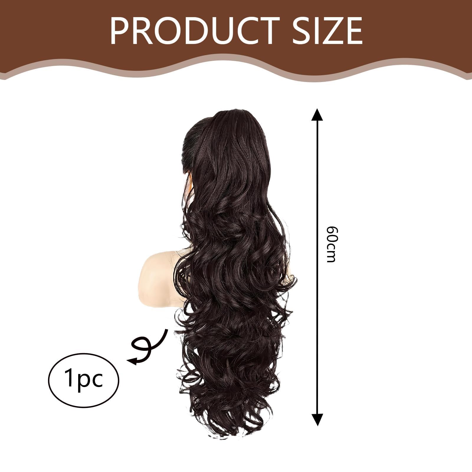 Claw Clip Ponytail Hair Extensions, Curly Ponytail Extension 60cm - Image 2