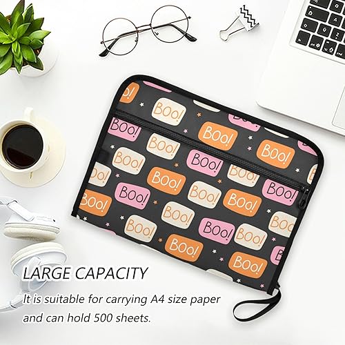 Vista 6 de Halloween Bright Bubble Boo Expanding File Folders 13 Pockets A4 Letter Size Hanging File Folders with Zipper Closure Expandable Hanging File