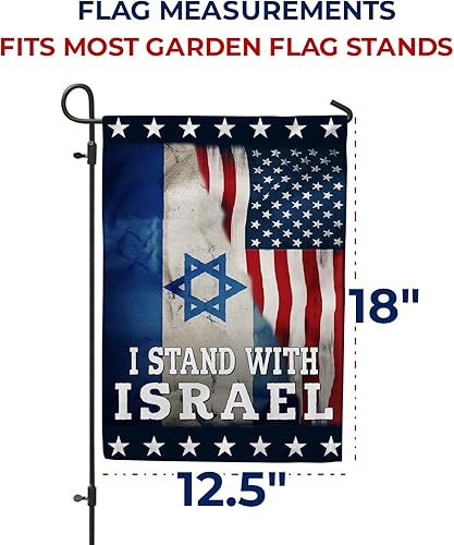 Miniatura 7 de Bandera de jardín I Stand with Israel de 12.5 x 18 pulgadas, bandera de doble cara para Israel, América Israel Friendship, bandera de Israel judía