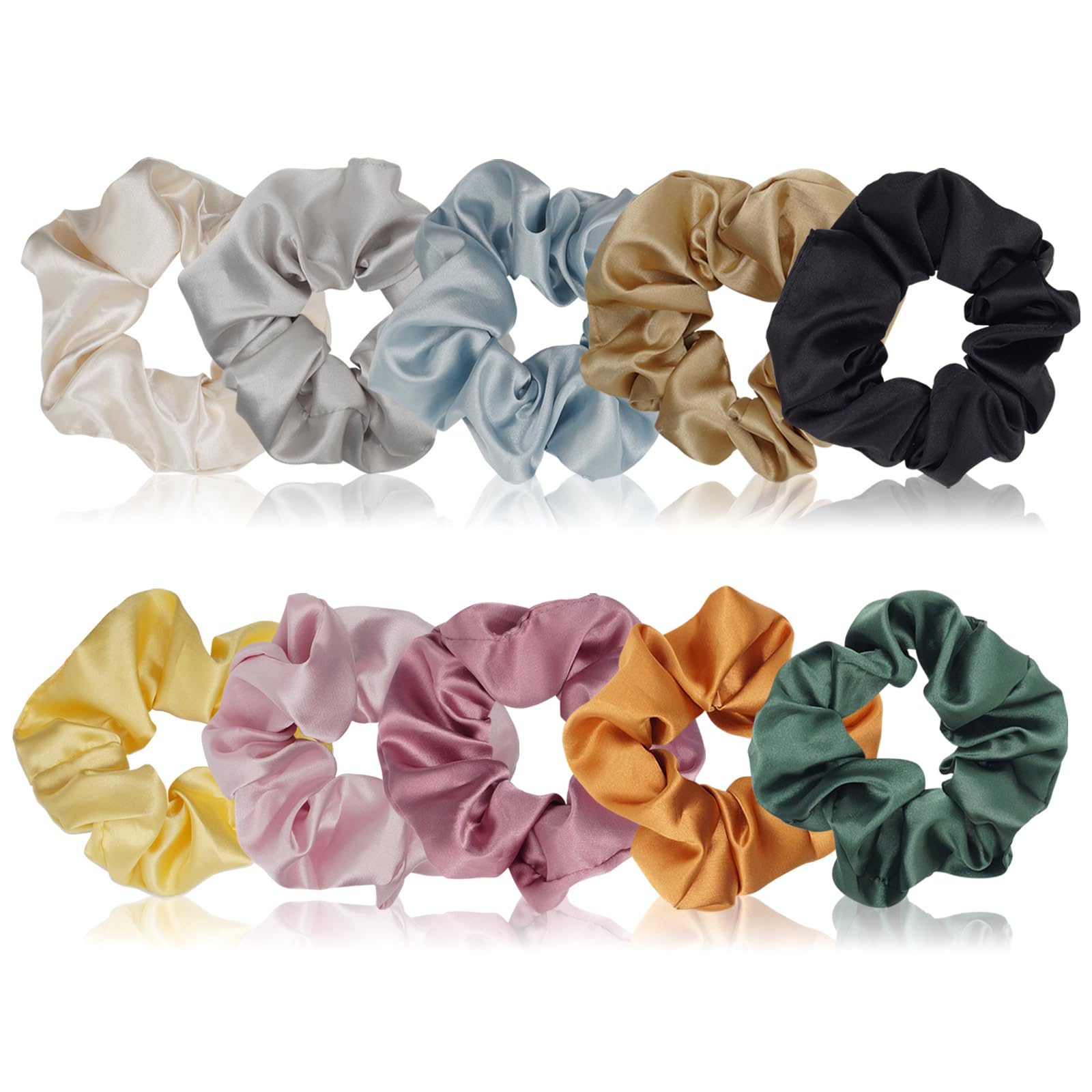 10 Packs Hair Ties Silky Satin Scrunchies for Women Girls Hair Elastic Bands Ponytail Holder Soft Hair Accessories