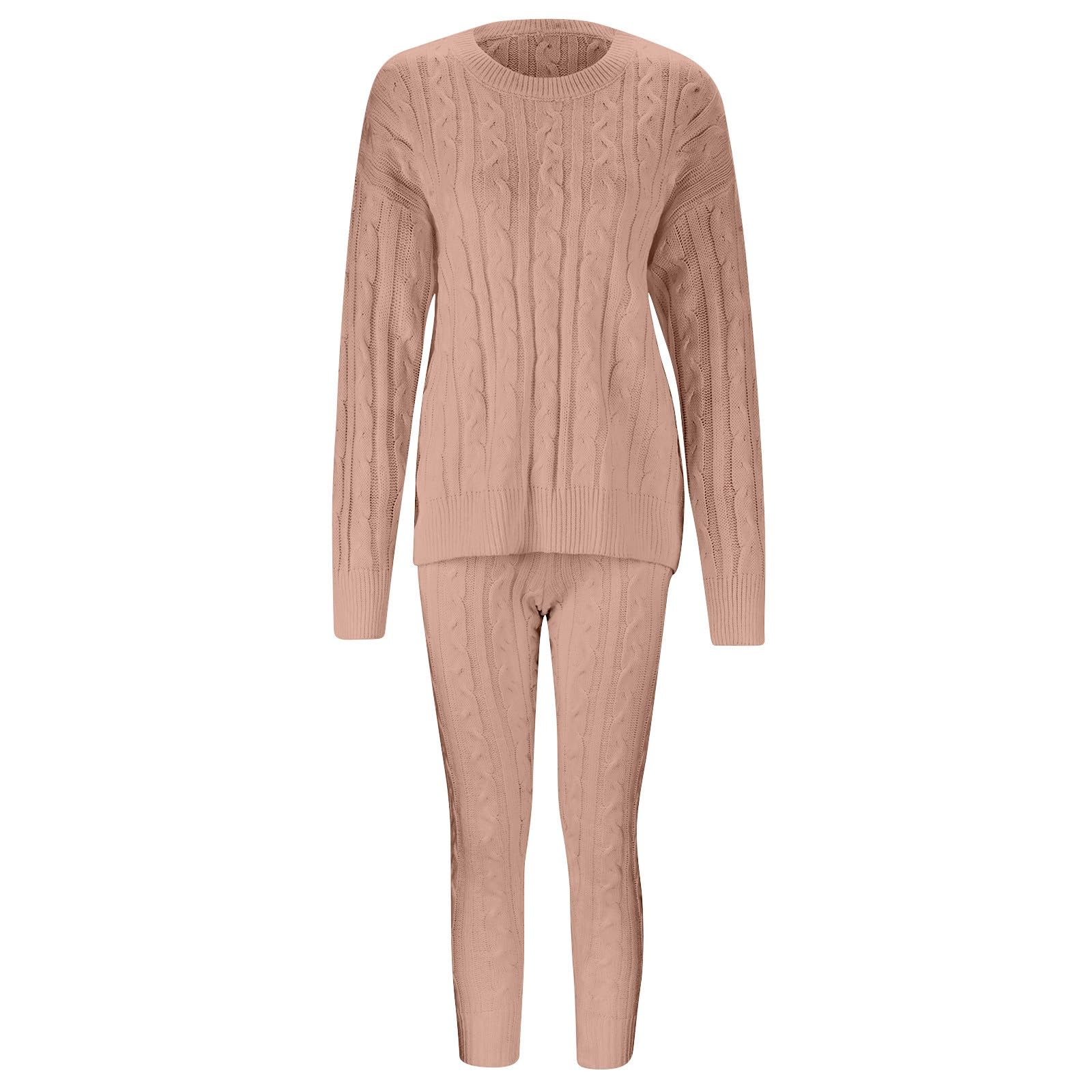 Generico Tuta Elegante Donna Autunno Inverno In Maglia A Trecce Due Pezzi Look Raffinato E Caldo Per La Stagione Fredda Tuta Elegante Donna