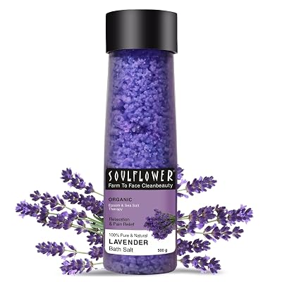 Soulflower Epsom Lavender Bath Salt for Body & Foot Spa, Calming, Relaxing, Muscle Pain Relief, Aromatherapy | Pure & Na