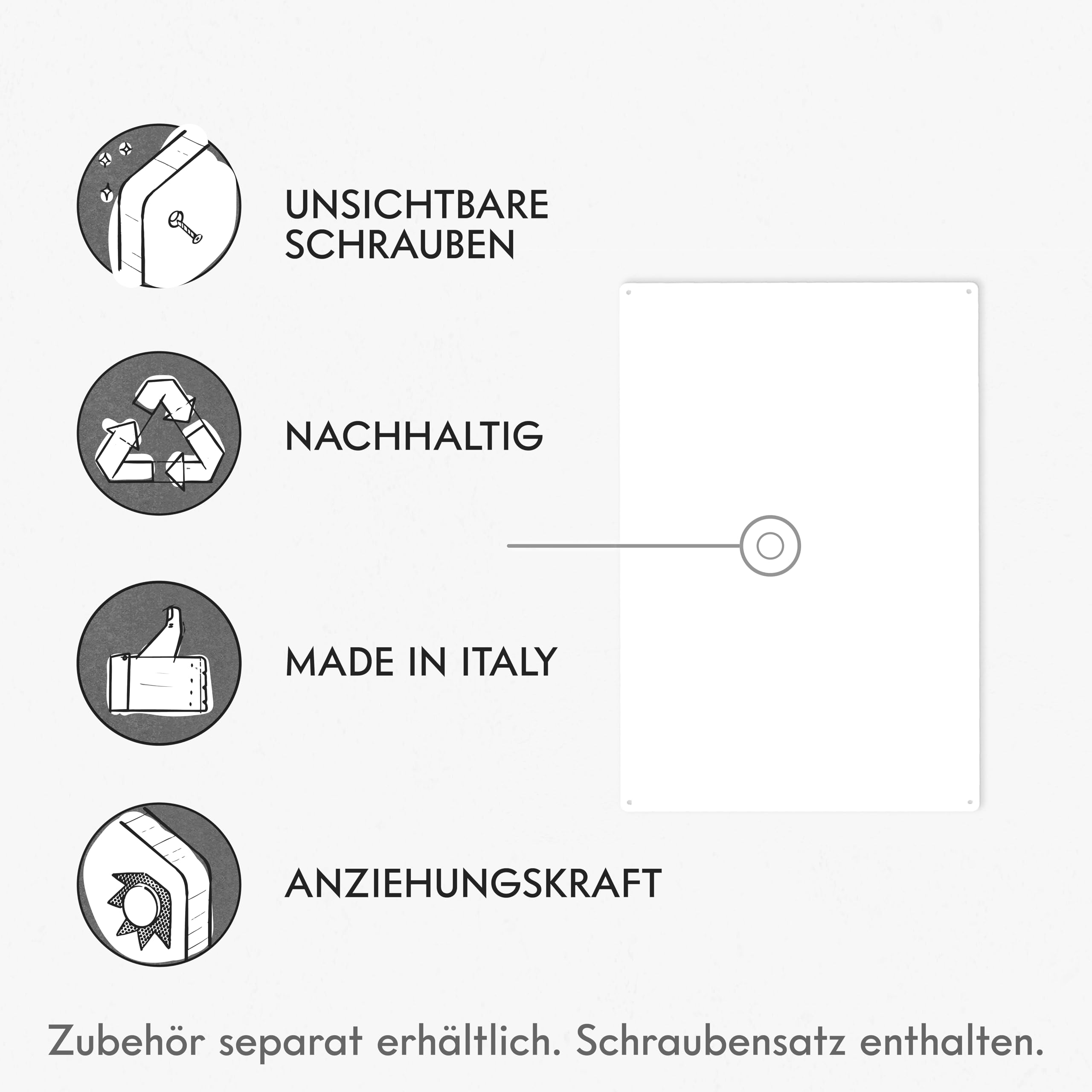 KalaMitica Magnettafel - Kreidetafel Magnetisch, Magnetpinnwand für jede Art von Magneten - Raues Weiß - 56x38 cm