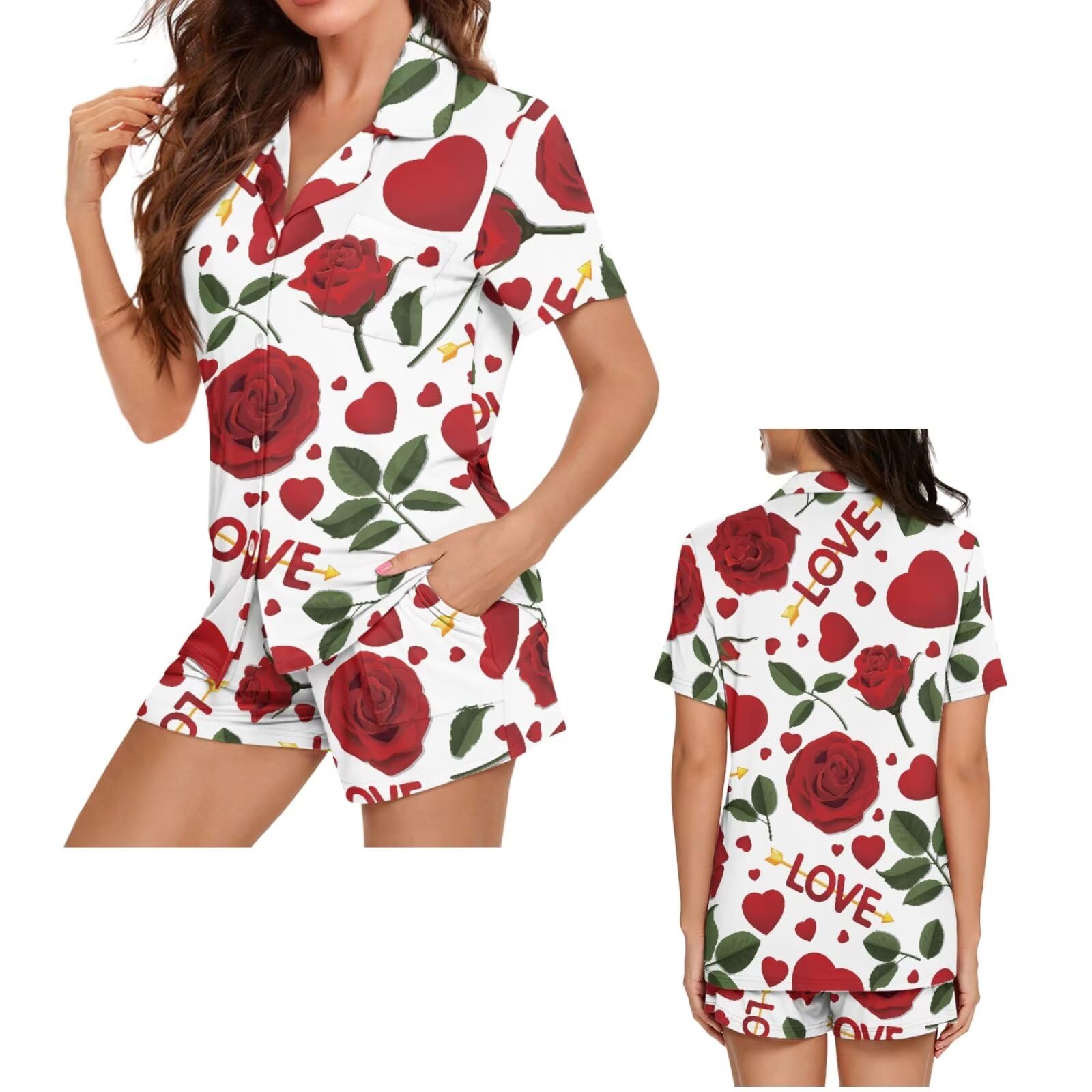 Conjunto de pijama para él y para ella, conjunto de pijama de verano de manga corta para parejas, ropa de descanso a juego